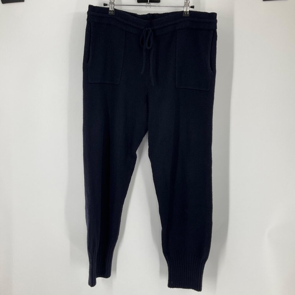 Naadam Blue Jogger Pants XL Cotton/Wool Blend Ribbed Cuffs Drawstring Waist comf